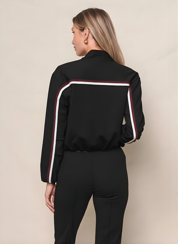 Stateside Luxe Ponte Bomber Jacket In Black