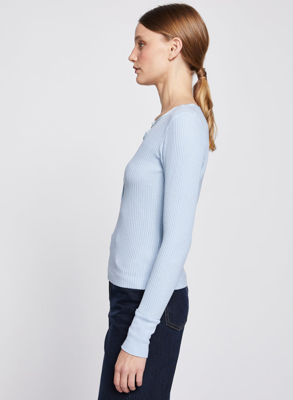 Stateside Luxe Thermal Deep Henley In Winter Sky