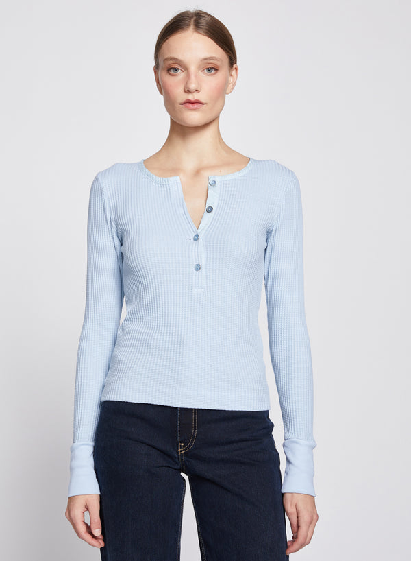 stateside Luxe Thermal Deep Henley in Winter Sky