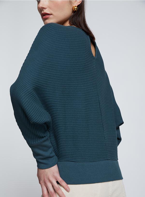 Stateside Luxe Thermal Dolman Boatneck In Verde