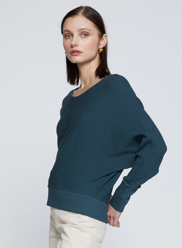 Stateside Luxe Thermal Dolman Boatneck In Verde