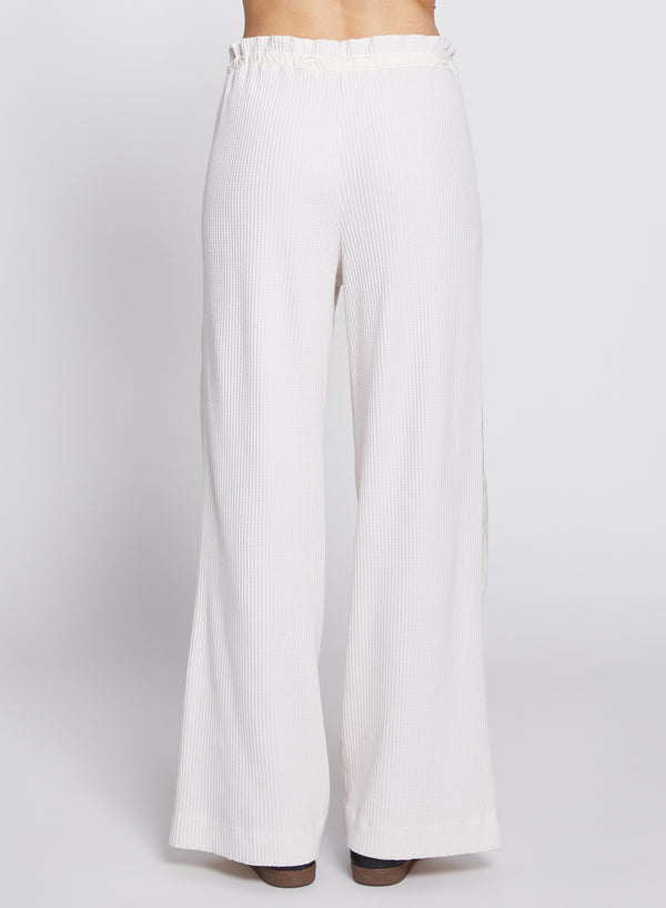 Stateside Luxe Thermal Ruched Waist Pant In Cream