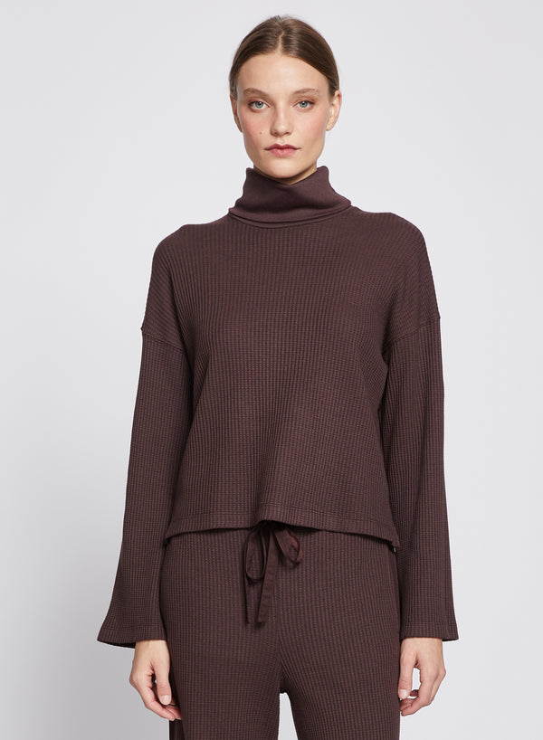 stateside Luxe Thermal Turtleneck in Espresso
