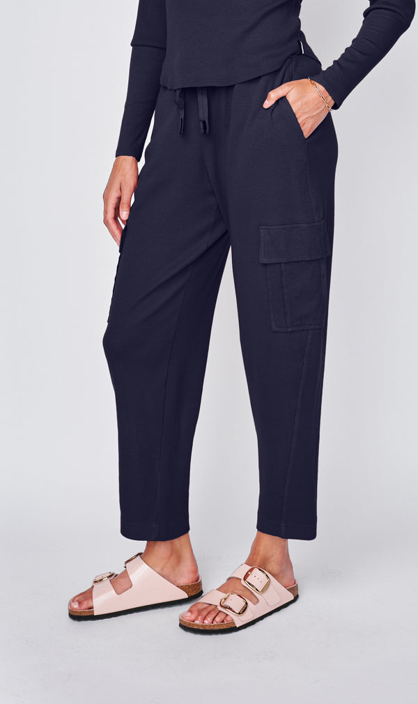 Stateside Micro Thermal Cargo Pants In New Navy