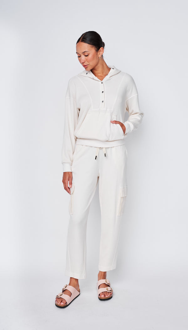 Stateside Micro Thermal Hood Pullover In Cream