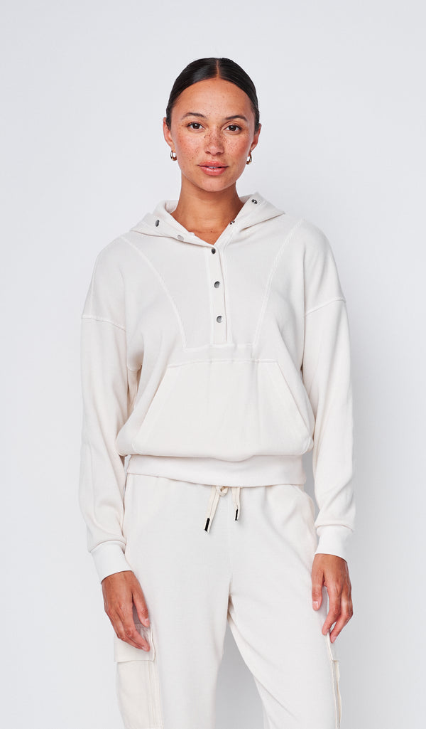 stateside Micro Thermal Hood Pullover in Cream