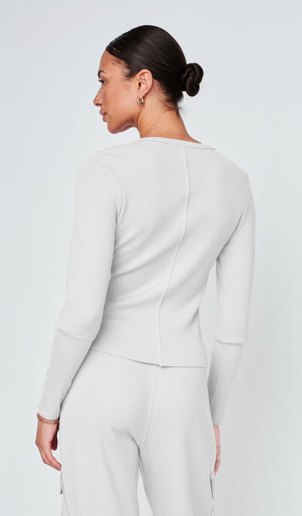 Stateside Micro Thermal Raw Hem Pullover In Cream