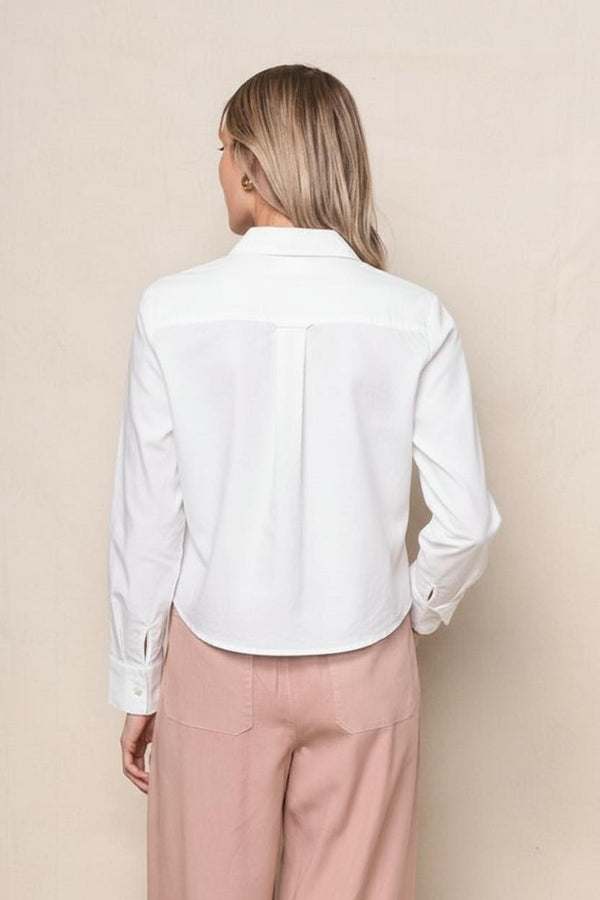 Stateside Oxford Cropped Shirt In Oxford White