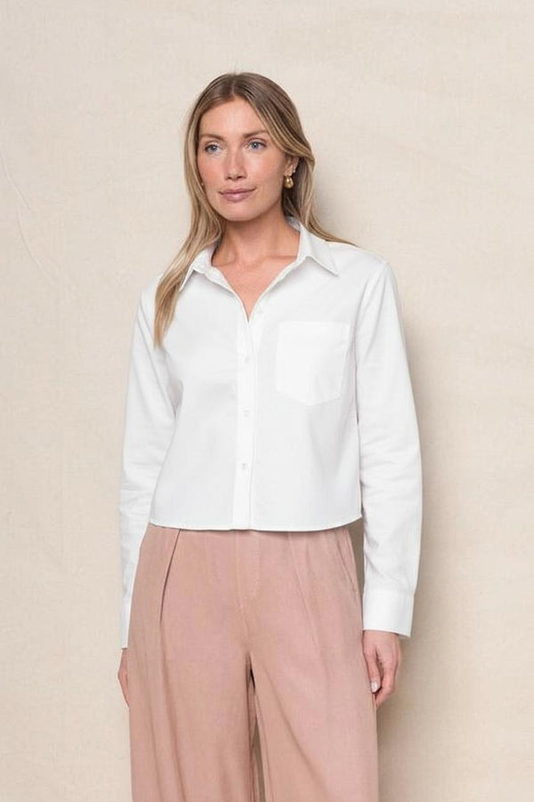 stateside Oxford Cropped Shirt in Oxford White