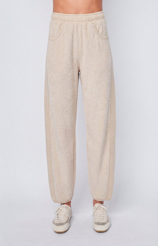 stateside Plush Fleece Barrel Pant in Cream
