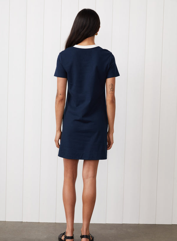 Stateside Ponte Color Block Mini Dress In New Navy