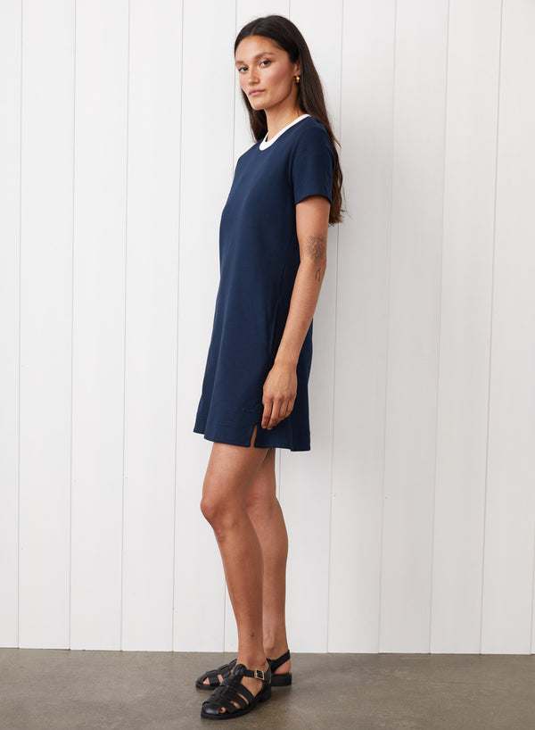 stateside Ponte Color Block Mini Dress in New Navy