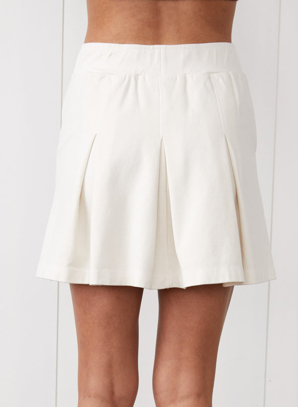 Stateside Ponte Pleated Mini Skirt In Cream
