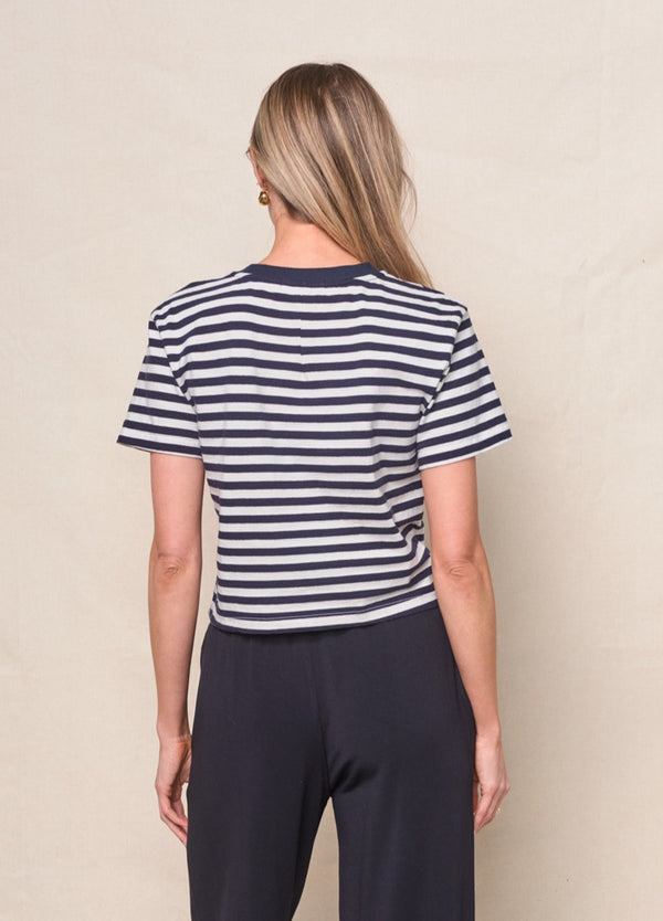 Stateside Preppy Stripe Boxy Tee In Cream