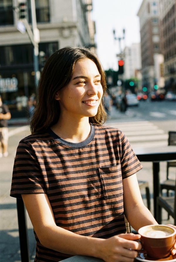 Stateside Preppy Stripe Boxy Tee In Espresso