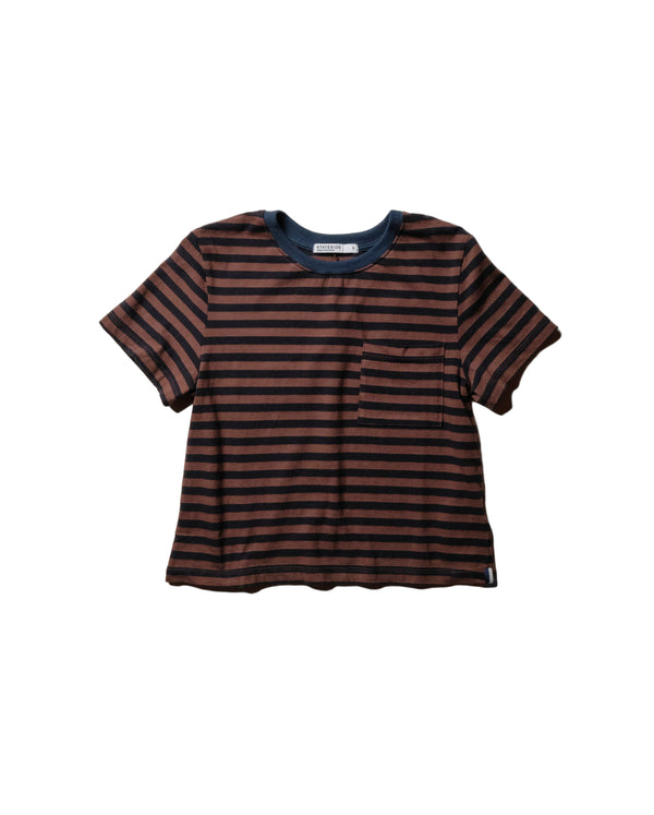 Stateside Preppy Stripe Boxy Tee In Espresso