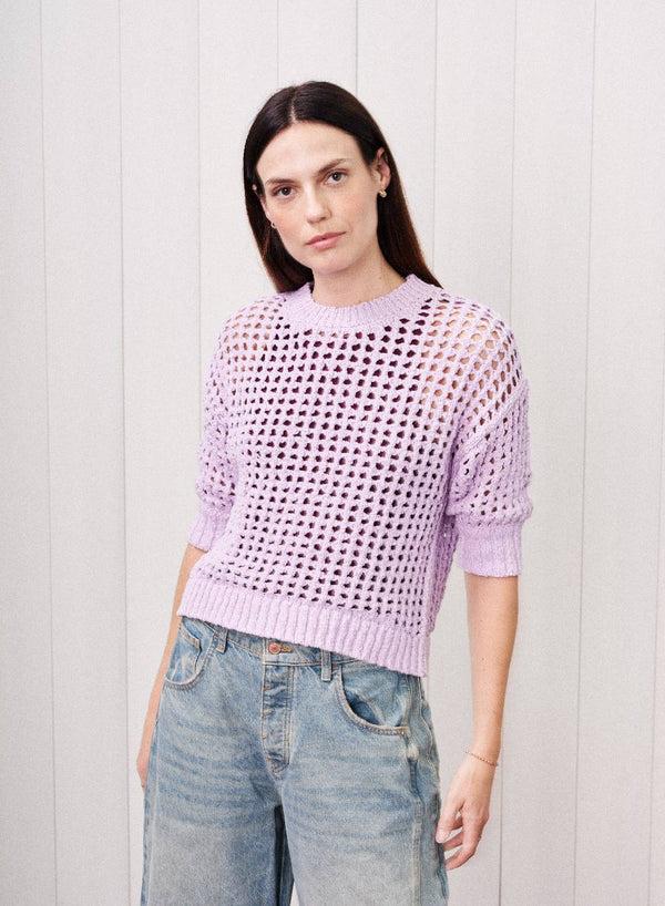 stateside Puff Sleeve Sweater in Lilac Mist
