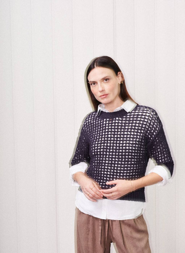 Stateside Puff Sleeve Sweater In New Navy