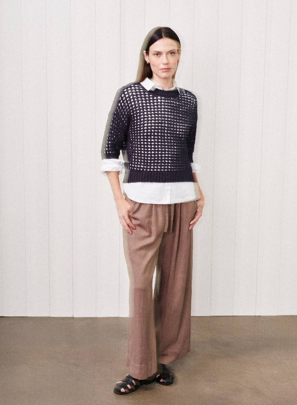 stateside Puff Sleeve Sweater in New Navy