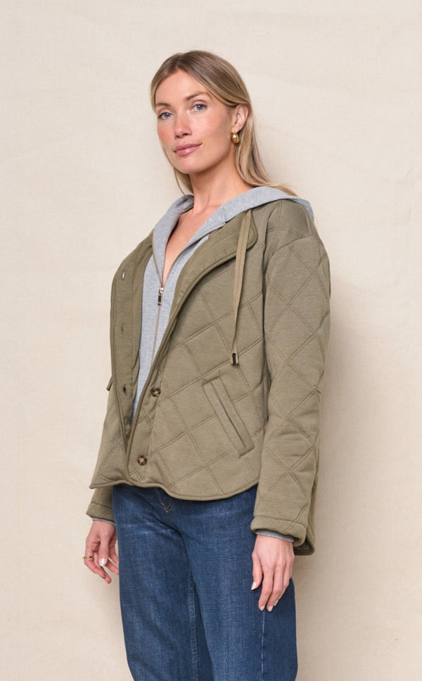 Stateside Quilted Hooded Jacket In Thyme