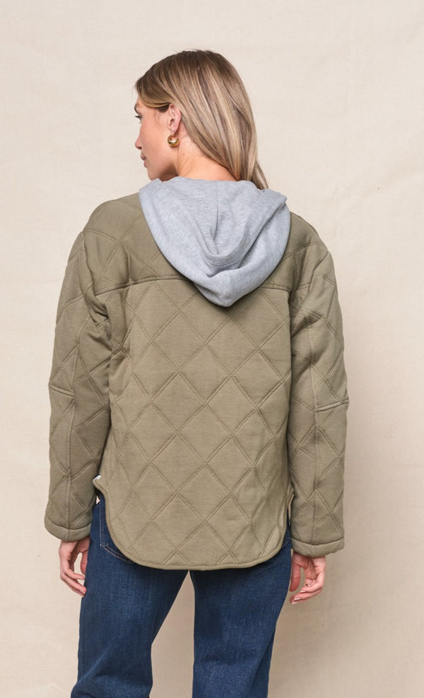 Stateside Quilted Hooded Jacket In Thyme
