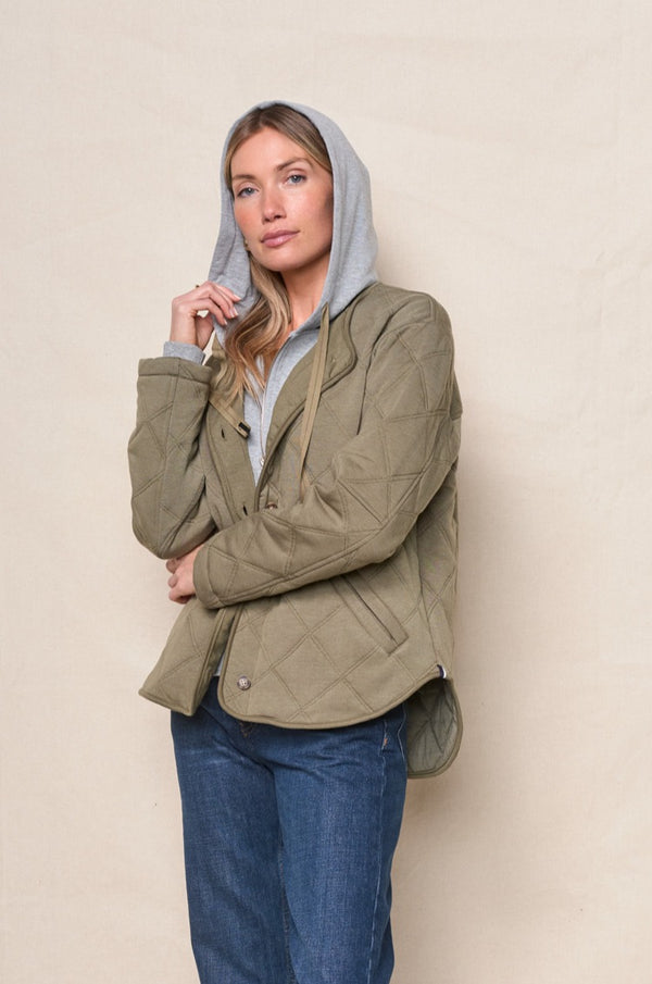 Stateside Quilted Hooded Jacket In Thyme