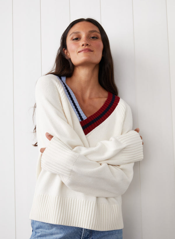 Stateside Raglan V-Neck Sweater In Cream