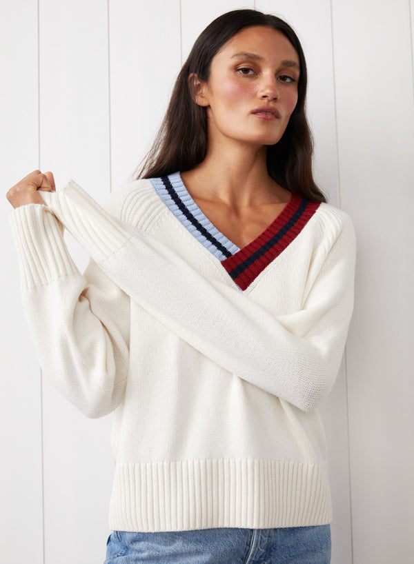 Stateside Raglan V-Neck Sweater In Cream