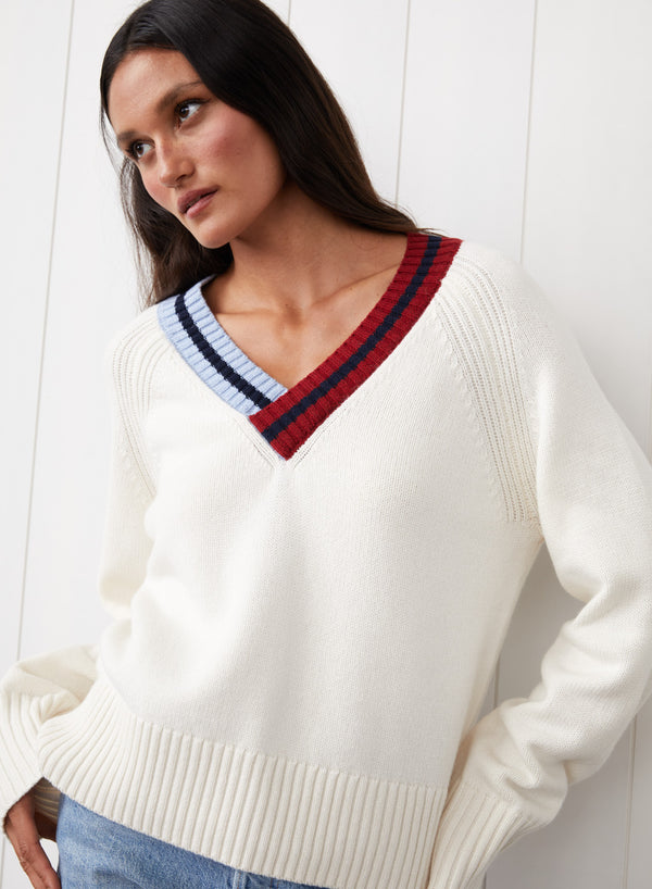 Stateside Raglan V-Neck Sweater In Cream