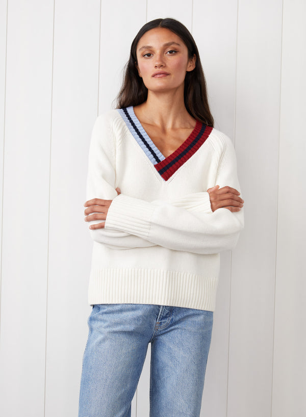 stateside Raglan V-Neck Sweater in Cream