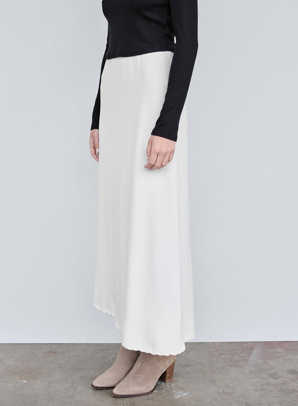 Stateside Rib Bias Cut Skirt In Cream