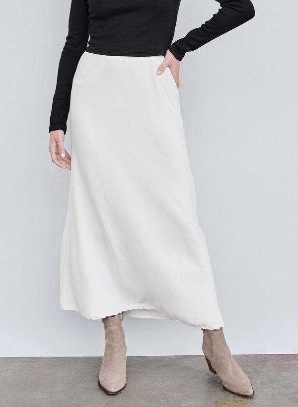stateside Rib Bias Cut Skirt in Cream