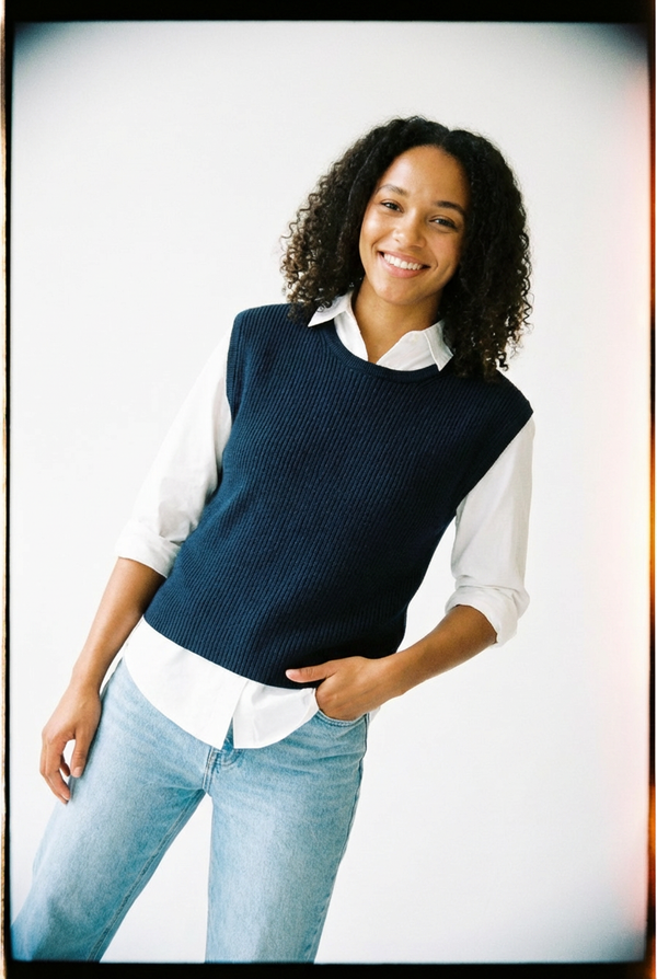 Stateside Shell Tank Sweater In New Navy