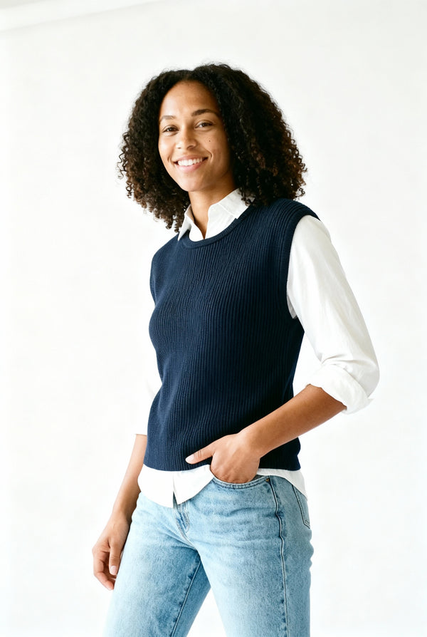 Stateside Shell Tank Sweater In New Navy