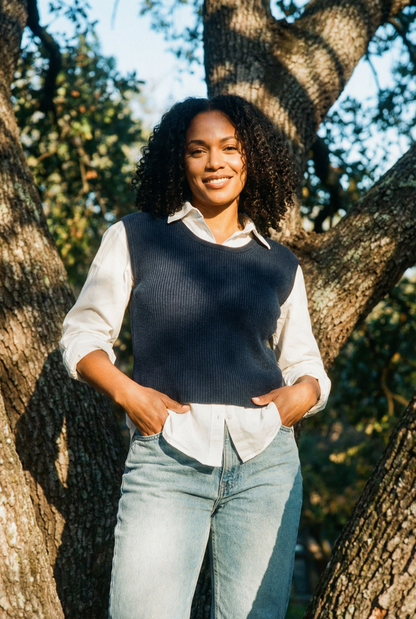 stateside Shell Tank Sweater in New Navy