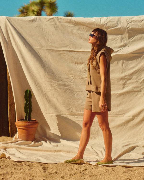 Stateside Softest Fleece Dolphin Short In Bay Leaf