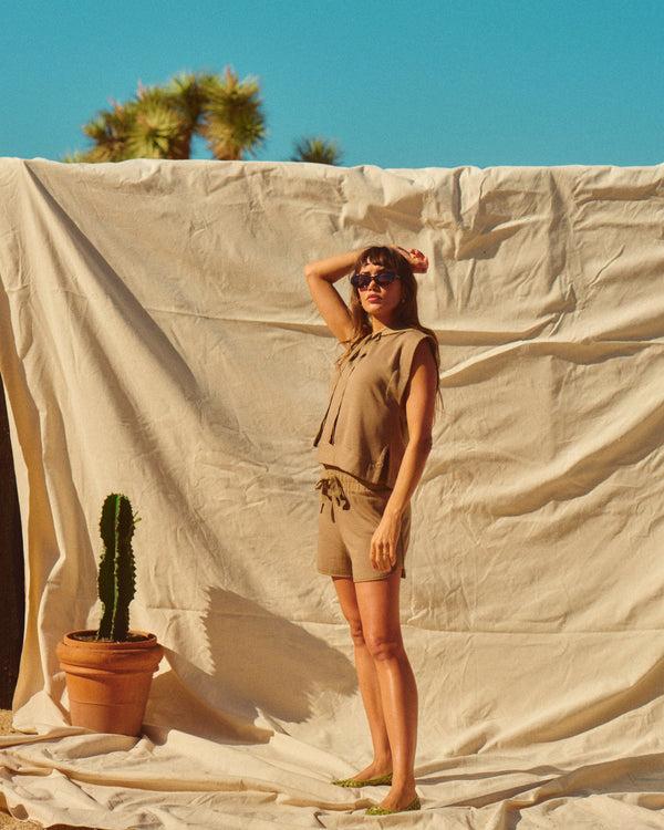 stateside Softest Fleece Dolphin Short in Bay Leaf