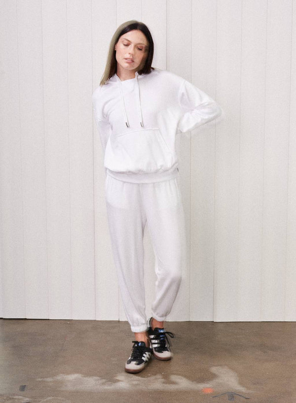 Stateside Softest Fleece Hoodie Pullover In White