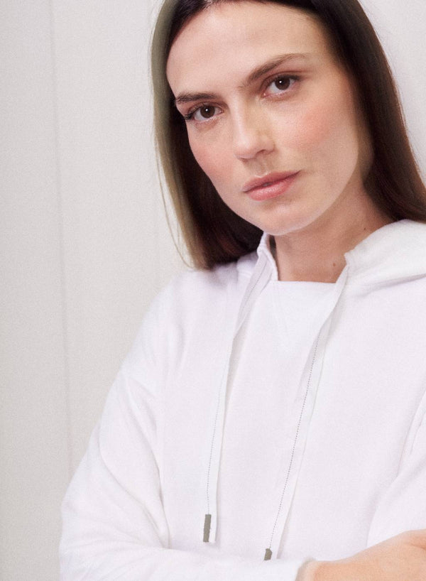 stateside Softest Fleece Hoodie Pullover in White