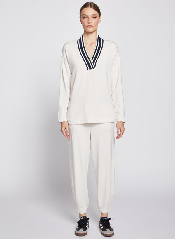 Stateside Softest Fleece Ribbed Pant In Cream