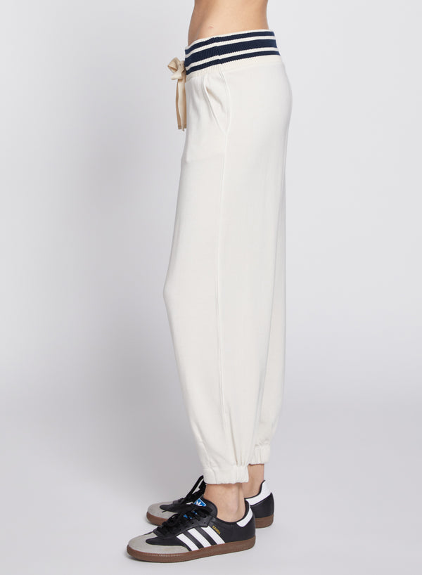 Stateside Softest Fleece Ribbed Pant In Cream