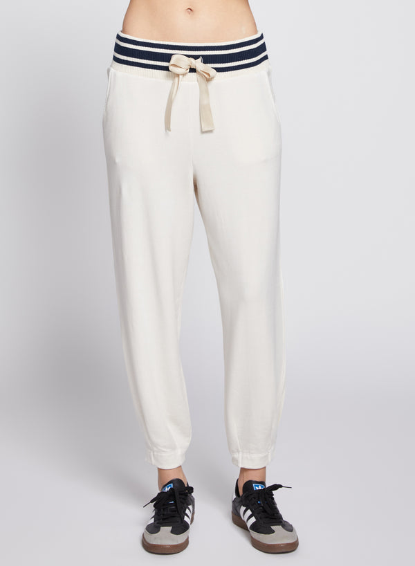 stateside Softest Fleece Ribbed Pant in Cream
