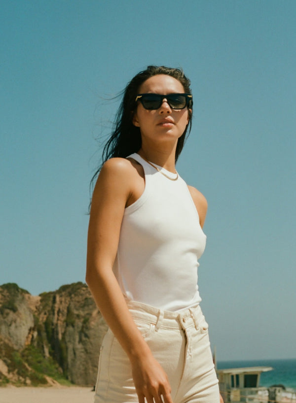 Stateside Stateside 2x1 Rib 90's Tank In White