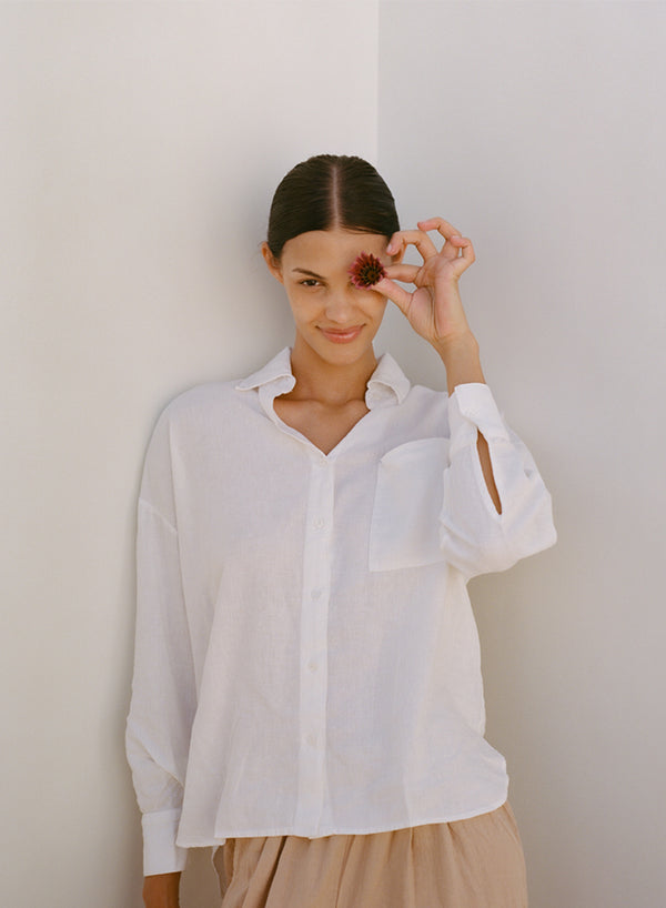 stateside Stateside Linen Oversized Shirt in White