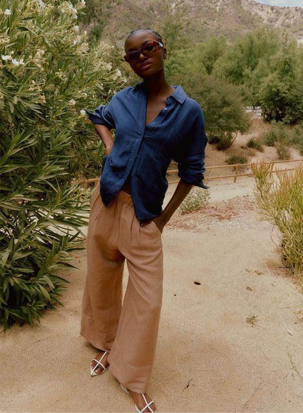 Stateside Stateside Linen Wide Leg Pant In Cafe