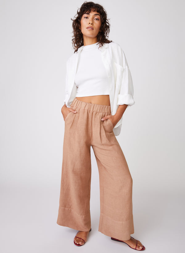 Stateside Stateside Linen Wide Leg Pant In Cafe