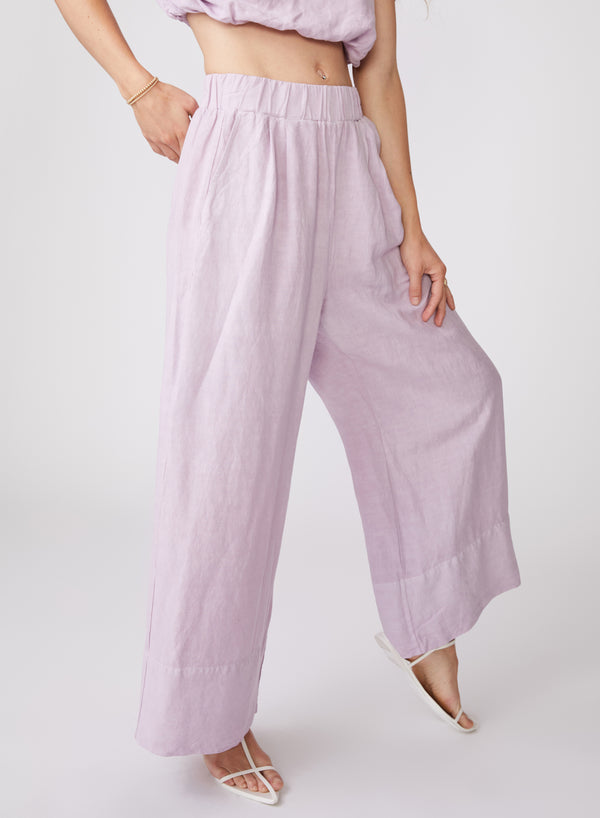 Stateside Stateside Linen Wide Leg Pant In Lilac