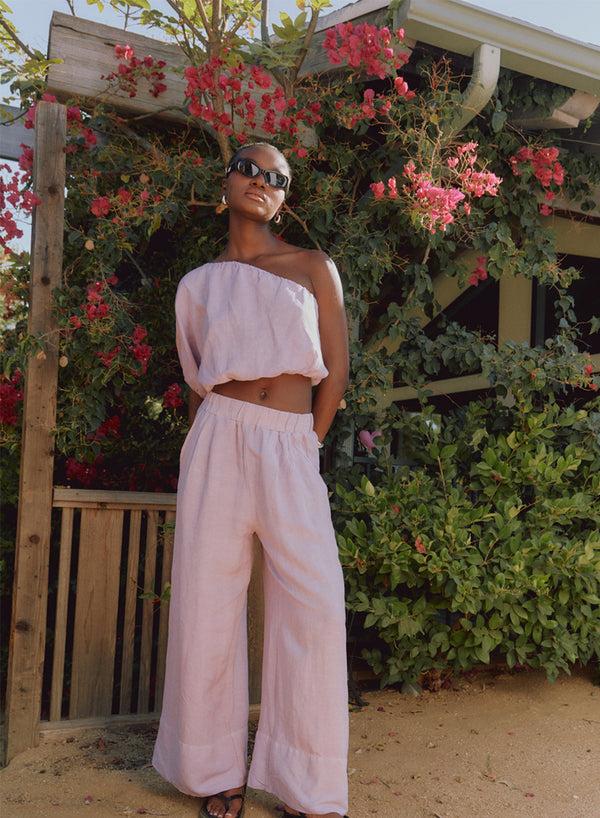 stateside Stateside Linen Wide Leg Pant in Lilac