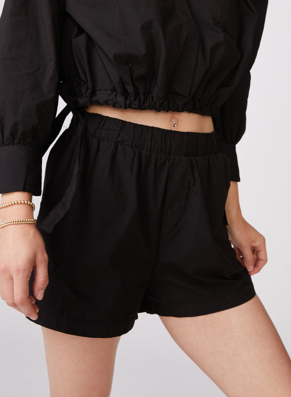 stateside Structured Poplin Boxer Short in Black