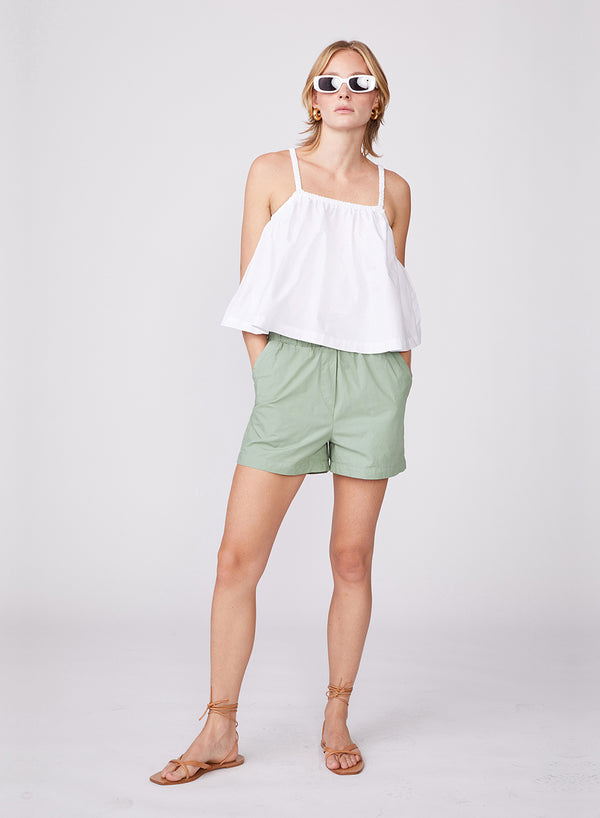 Stateside Structured Poplin Swing Top In White